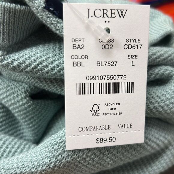 J. Crew Factory CD617 Seed-stitch light green long sleeve sweater NWT size L - Picture 4 of 6